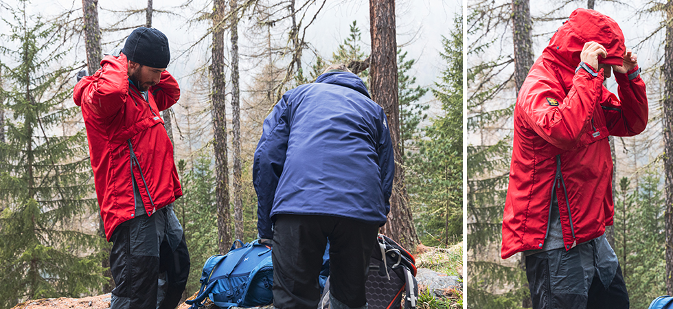 Pair of Hikers in Paramo Jackets in the forest snow